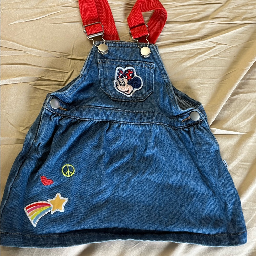 Little Sleepies Denim Overalls with Red Straps